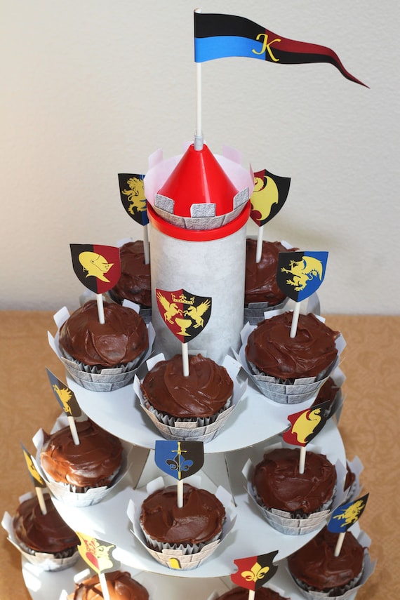 Knight Cupcake Topper, Cupcake Toppers Knight, Dragon Cupcake Topper, Knight and Dragon Cupcake Topper, Instant Download, Diy Il_570xn