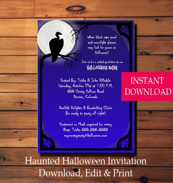 Halloween Party Invitation Vulture - Halloween Invitation - Halloween Party Invitation - Printable - Instant Download - Diy-Scary Halloween Il_570xn