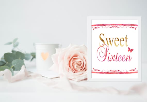 Sweet Sixteen Print Instant Download Print Teen Room Decor