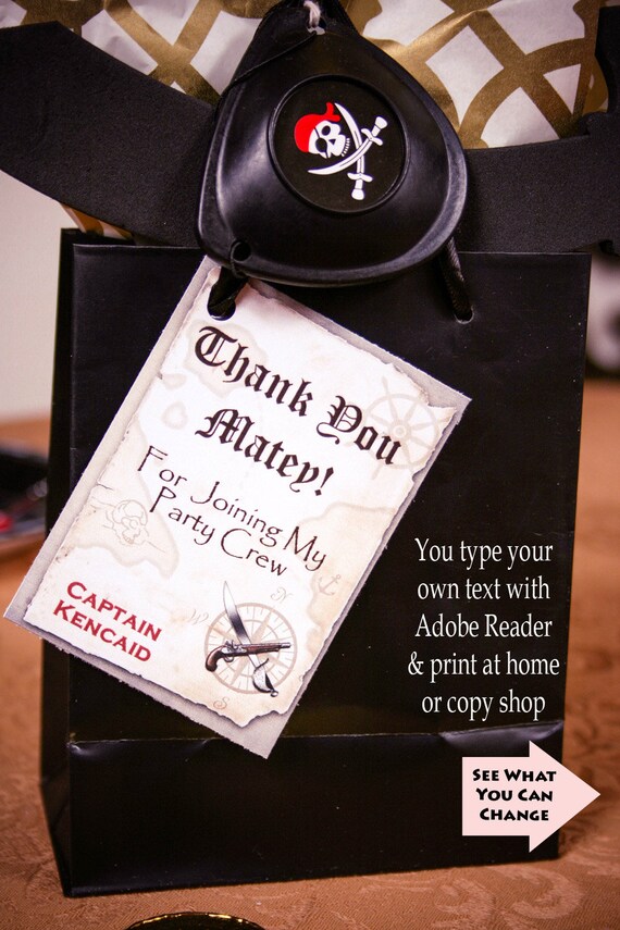 Pirate Tags, Pirate Thank You Tags, Pirate Favor Tags, Pirate Birthday Tags, Pirate Birthday Party, Pirate Gift Tags, Printable Tags Il_570xn