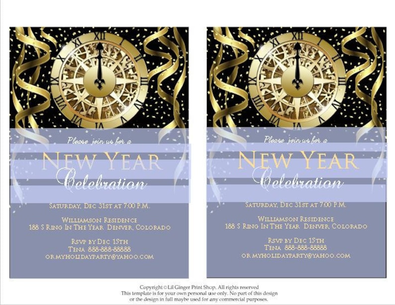 New Years Invitation, New Years Party Invitation, New Years Eve