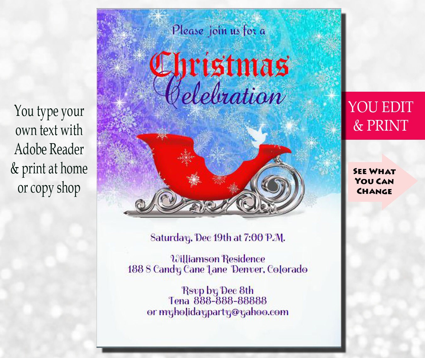 Christmas Invitation Christmas Party Invitation Holiday Etsy