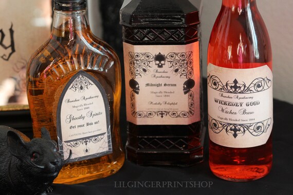 Halloween Bottle Labels, Halloween Labels, Halloween Party Labels, Halloween Apothecary Labels, Instant Download Edit and Print Labels Il_570xn