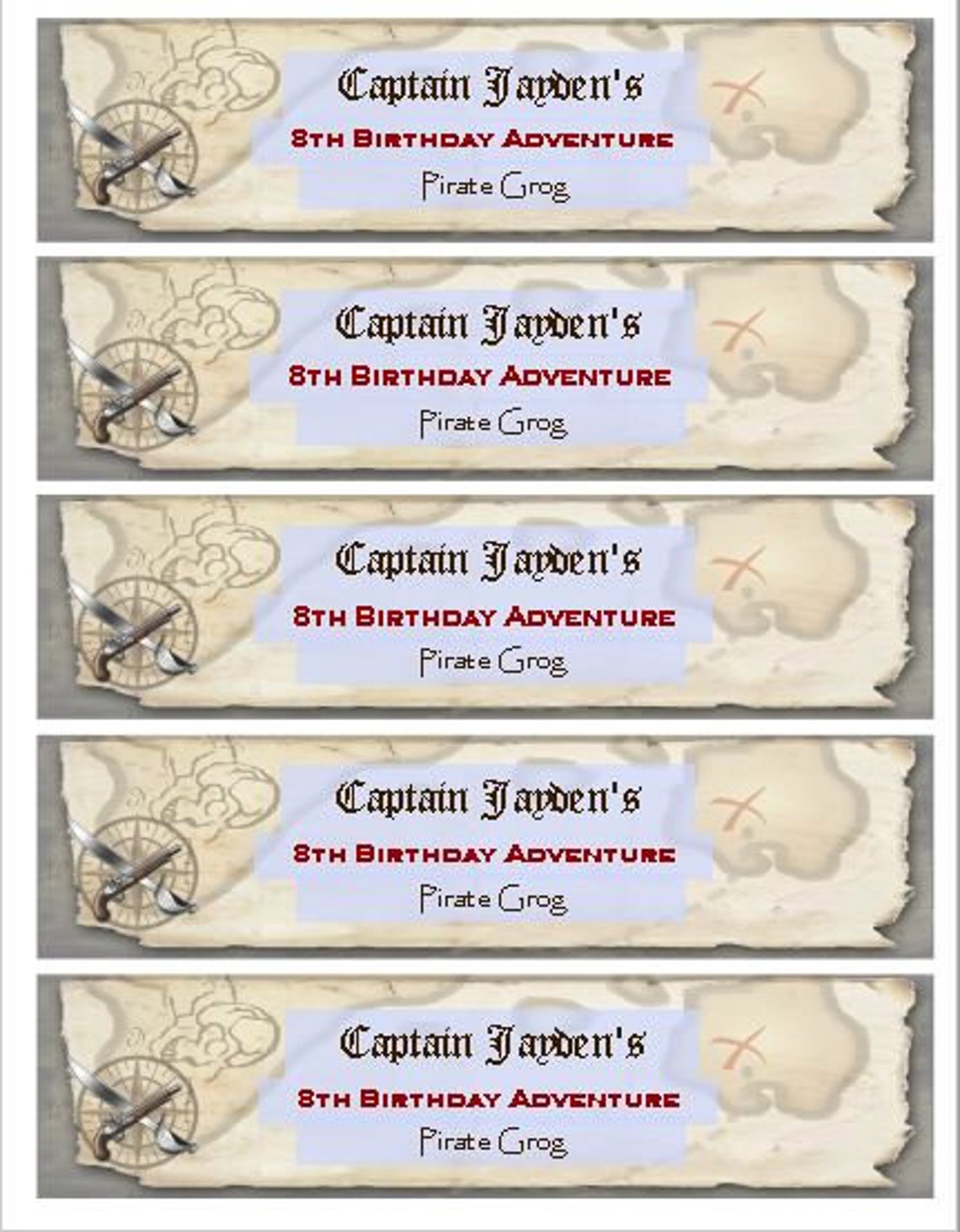 Pirate Water Bottle Label Instant Download Editable PDF Etsy