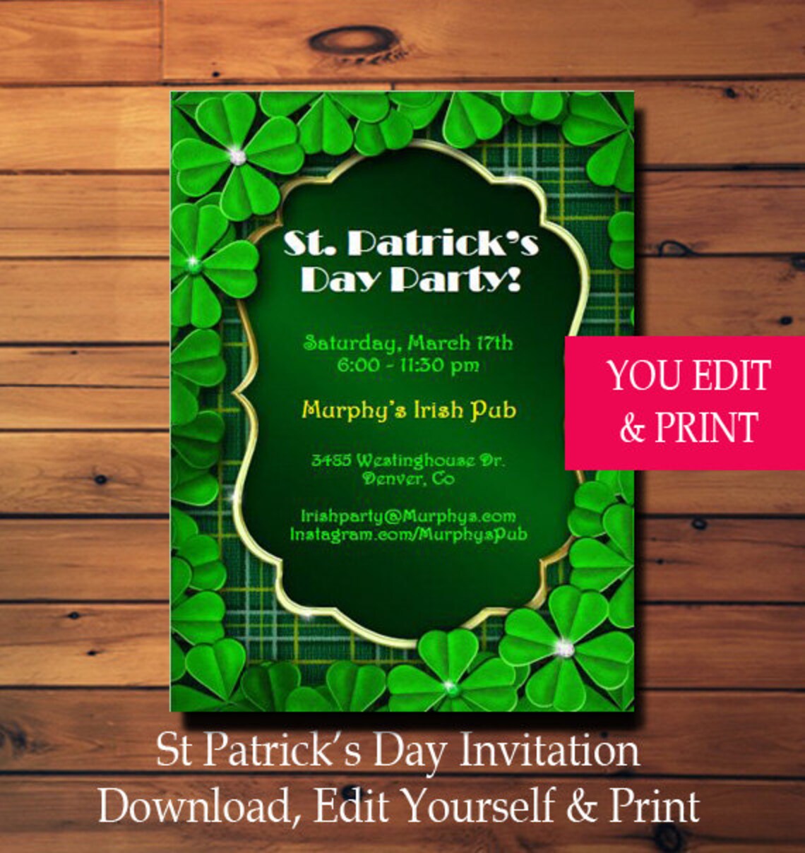 st patricks day invitation stout
