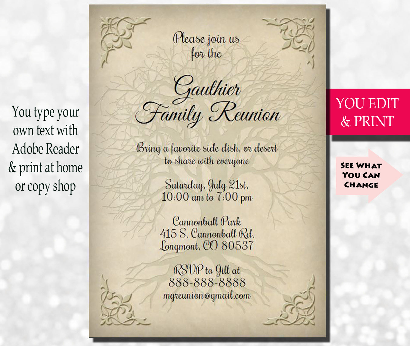 Family Reunion Invitation, Family Party Invitation, Family Get Together ...