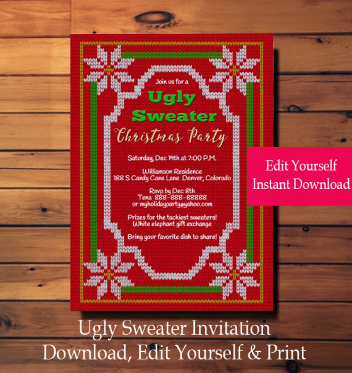 Ugly Sweater Invitation Ugly Sweater Party Invitation Ugly Etsy
