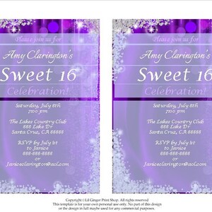Sweet Sixteen Invitation, Sweet Sixteen Party Invitation, Sweet 16 Invitation, Sweet 16 Party Invitation, Sweet 16 Glitter, You Edit PDF image 2