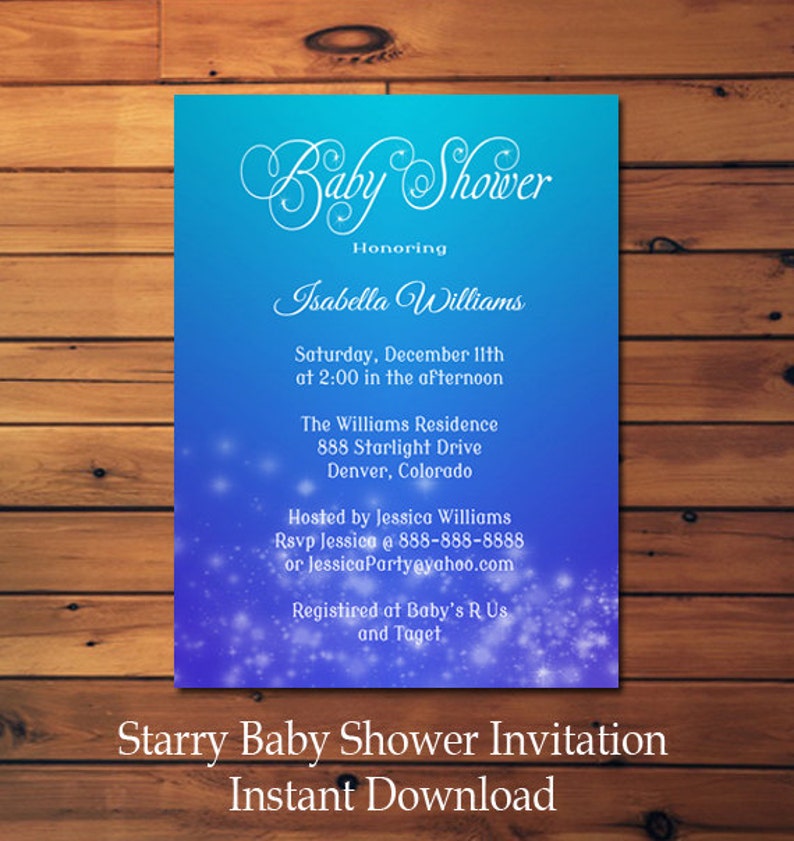 Printable Baby Shower Invitation Template Stars Boy Etsy