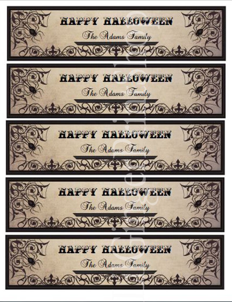 Halloween Water Bottle Labels, Printable Halloween Bottle Labels, Water ...