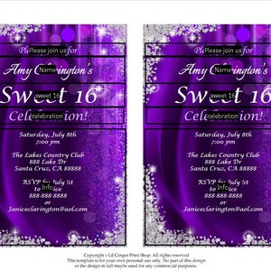 Sweet Sixteen Invitation, Sweet Sixteen Party Invitation, Sweet 16 Invitation, Sweet 16 Party Invitation, Sweet 16 Glitter, You Edit PDF image 4