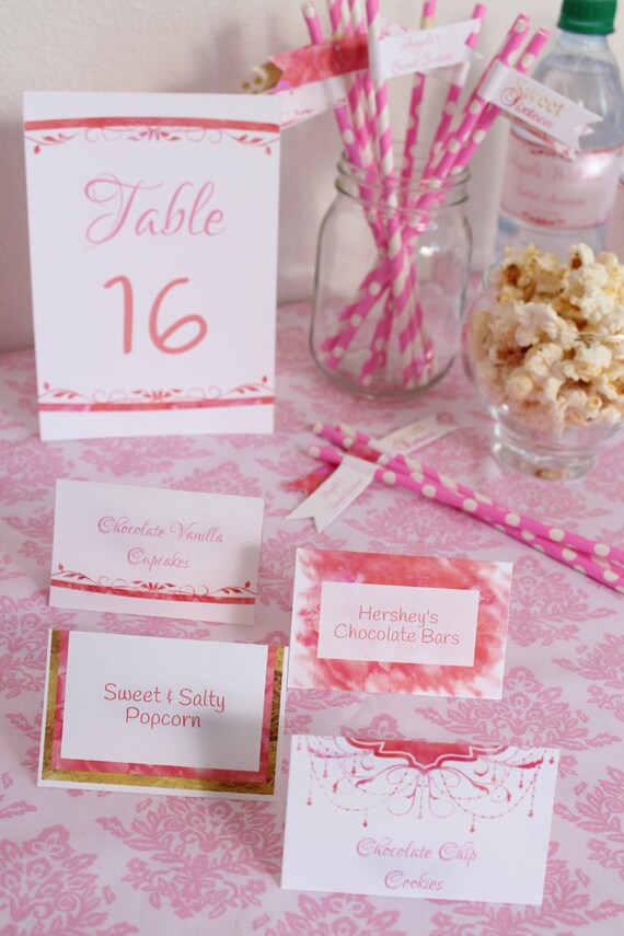 Food Card, Place Card, Printable Food Card, Food Tag, Food Tent Card, Party Printable, Sweet Sixteen Il_570xn