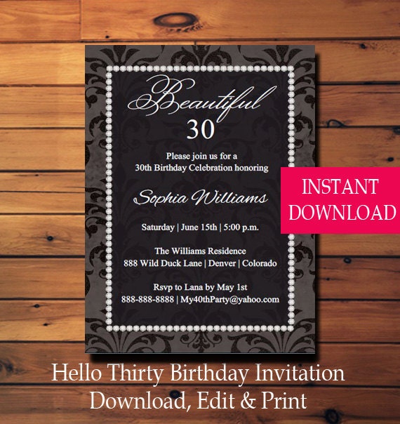30th Birthday Party Invitation-Thirty Birthday-30th Birthday-Invitation ...