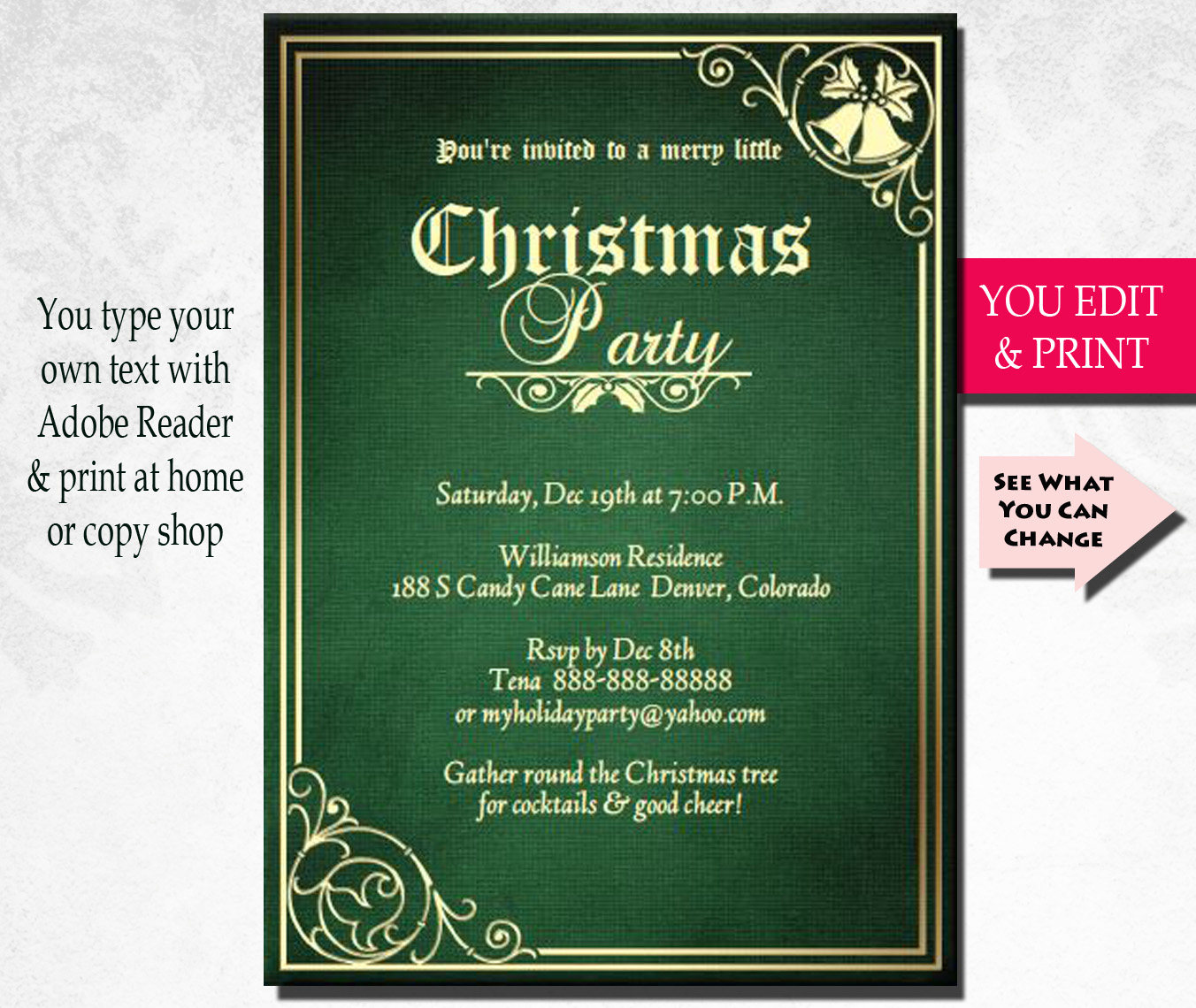 Christmas Party Invitation, Christmas Invitation, Holiday Invitation, Holiday Party Invitation ...