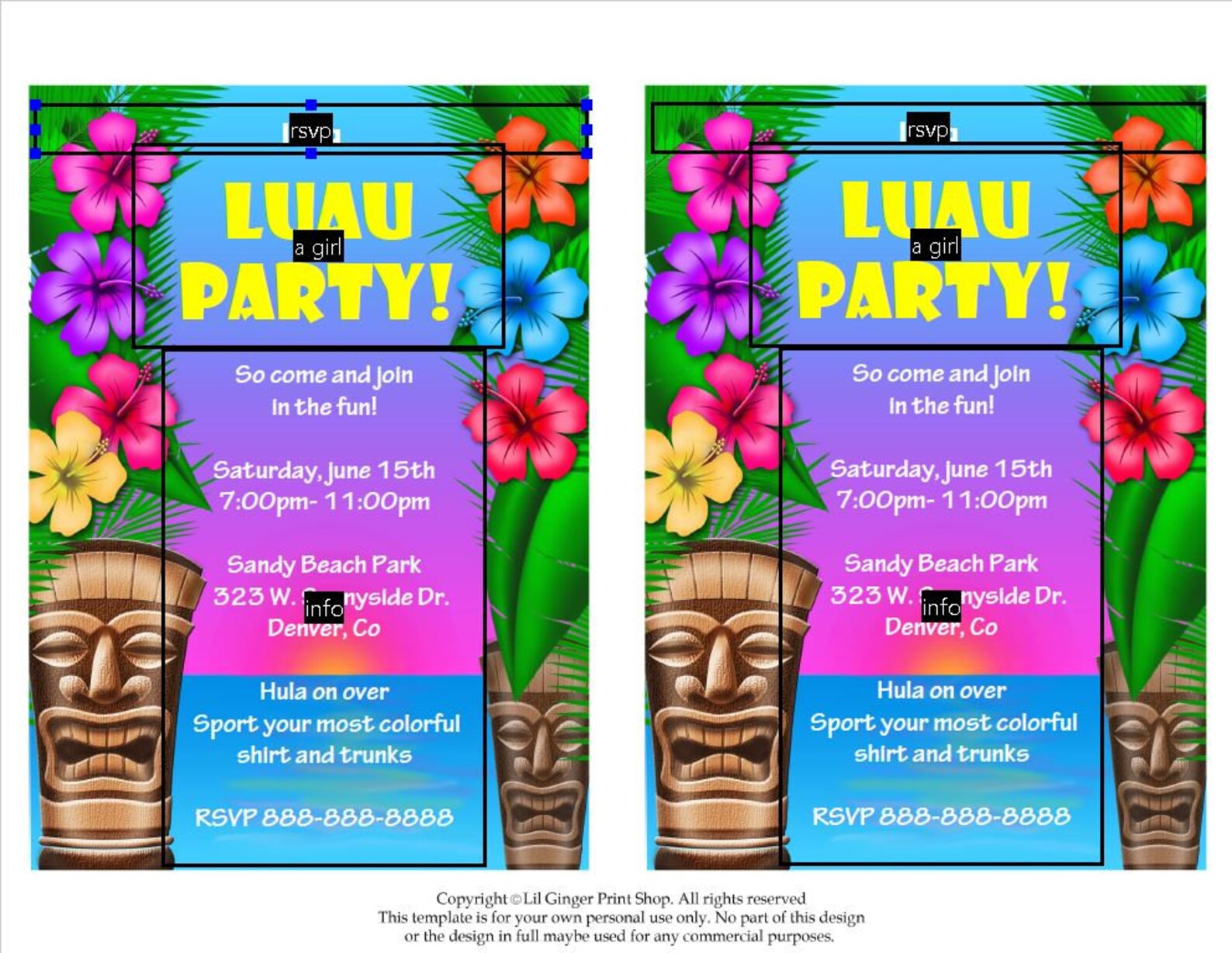 Luau Invitation, Luau Party Invitation, Luau Birthday Invitation, Hawaiian Invitation, Tropical