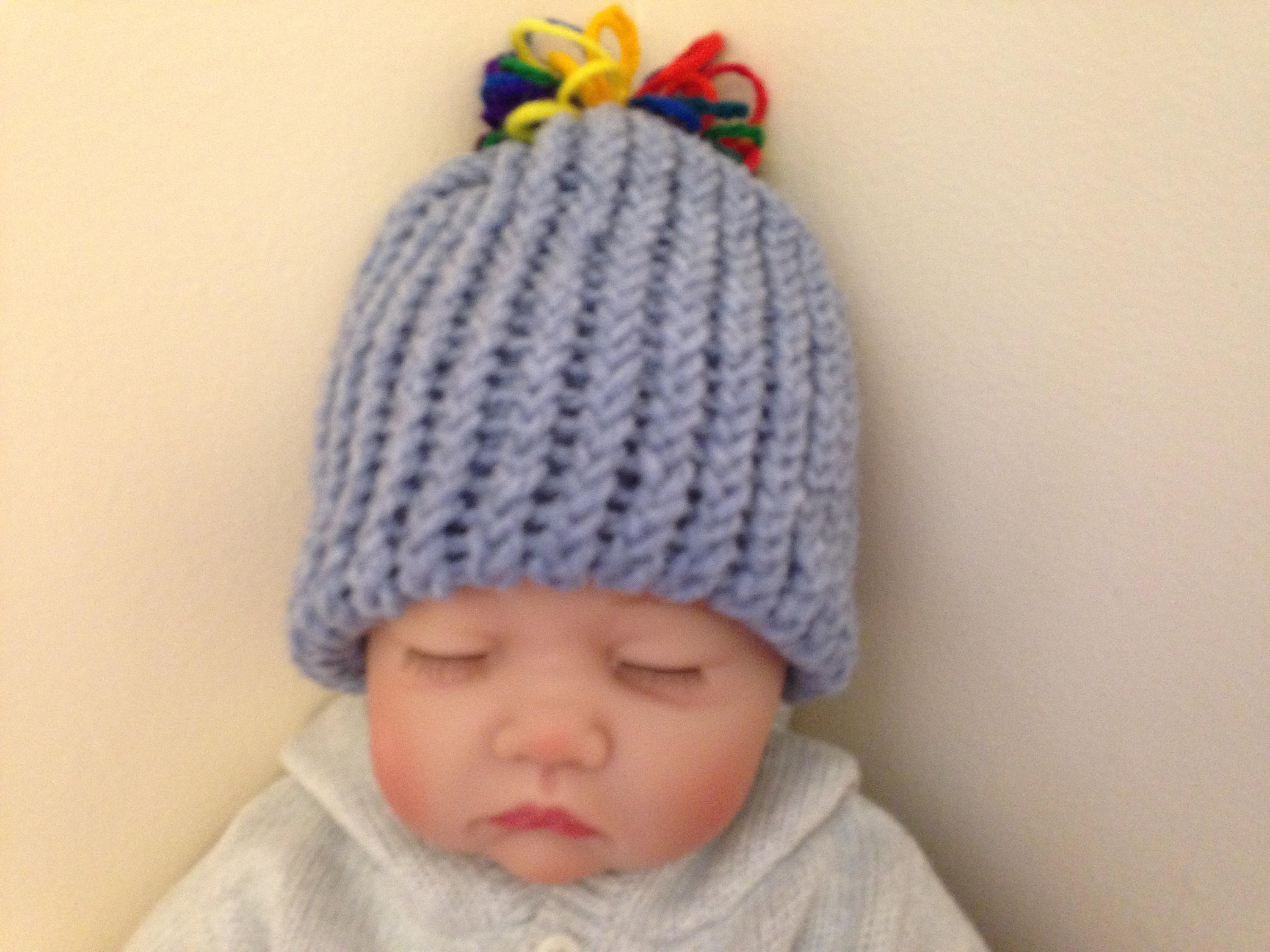 Light Blue Knit Baby Hat and Bootie Set by Little Bohemian Heart With