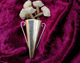 925 STERLING SILVER  flower holder pin brooch Tussy Mussy Wedding Poirot 