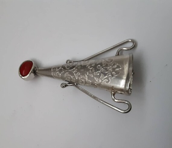 Coral Brooch Lapel Pin Vase Boutonniere Handmade in Poirot Style