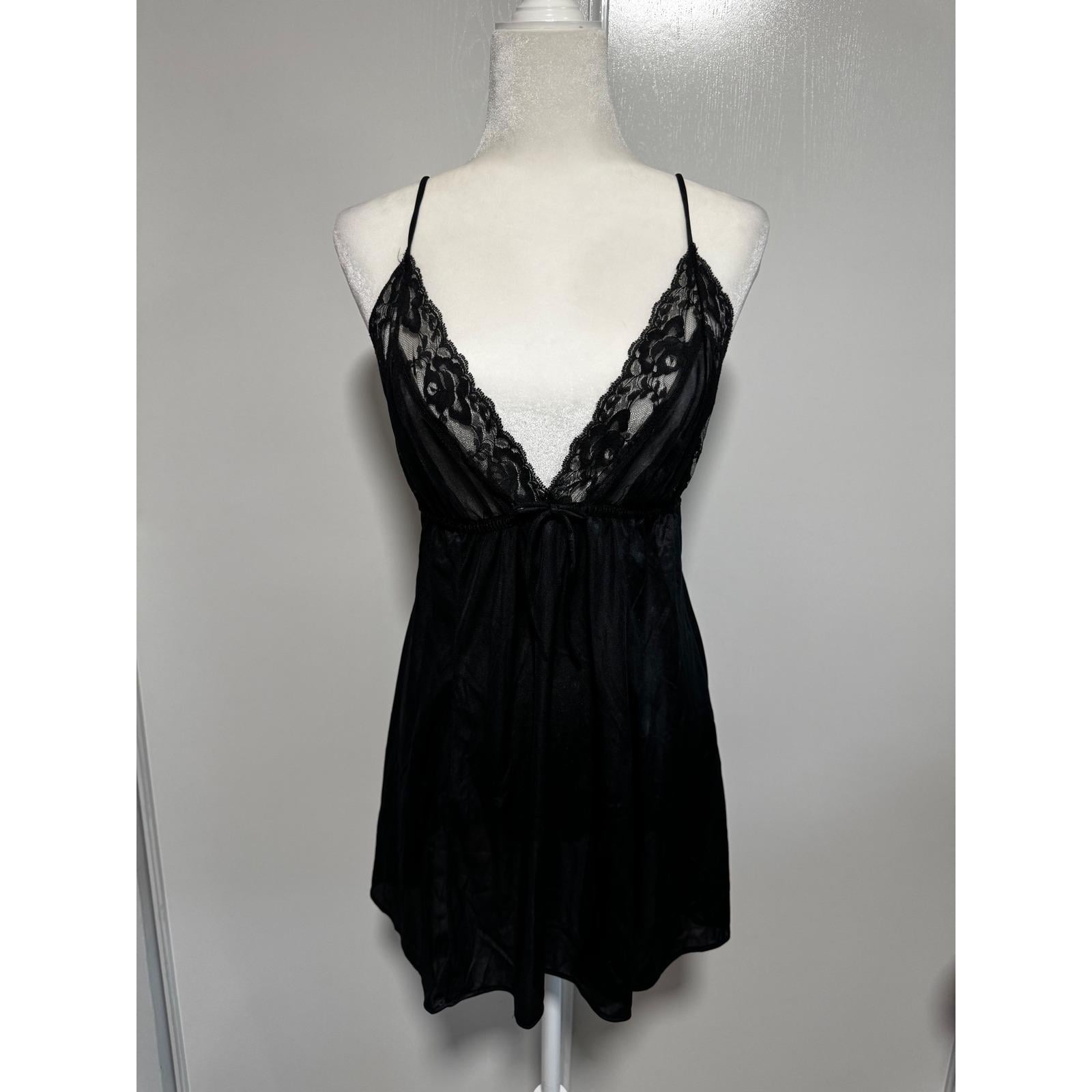 Babydoll Robe Cignal Lingerie – Dentelle Et Mesh Noir, Taille 3 – Vintage, Neuf Avec étiquettes