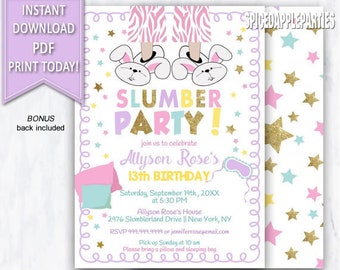 pajama party invite etsy