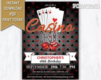 casino invitation etsy