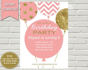 balloon invitation etsy