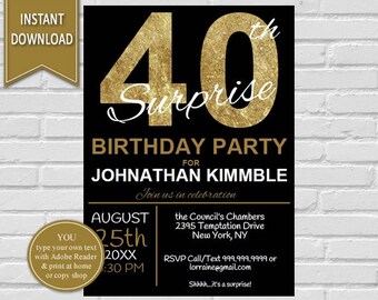 40th birthday invite etsy