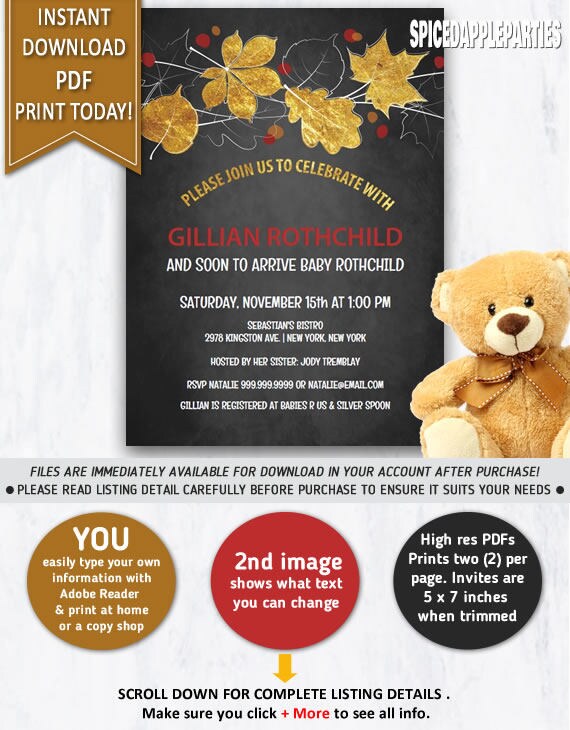 Fall Baby Shower Baby Shower Shower Invitation Baby Shower Invite