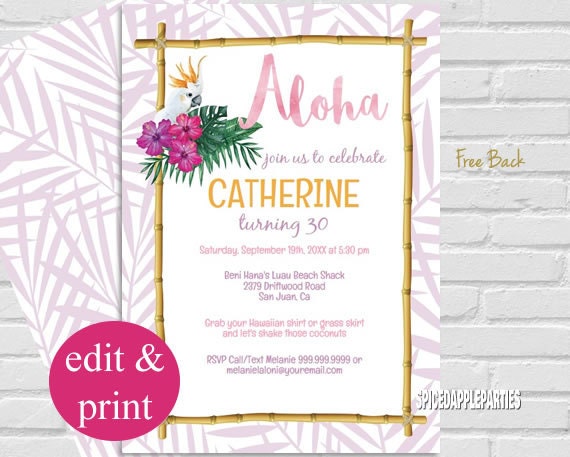 luau invitation luau birthday