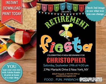 Retirement Party,Fiesta, Mexican Fiesta, retirement, Mexican Invitation,Fiesta Invitation,Fiesta Retirement,Fiesta Party,Tacos and Tequila