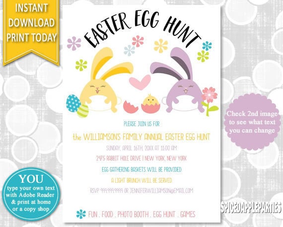 Easter Egg Hunt Easter Bunny Egg Hunt Invitation Easter