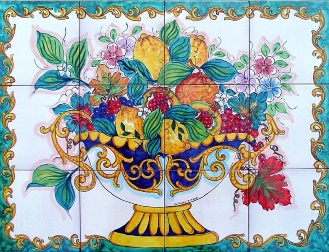 Decorative Kitchen Backsplash Tiles Hand Painted Tile Mural Etsy Il 1140xN.926163838 Pted