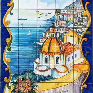 Hand Painted Italian Ceramic Tiles - Positano - Room Decor - Mosaic Tiles - Majolica - Traditional Art - Indoor Decor - Outdoor Decor