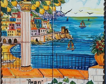 Carreau De Céramique Mural - Décoration Vue Sur Méditerranée (Port, Villa, Jardin) | Pour Cuisine, Salle De Bain