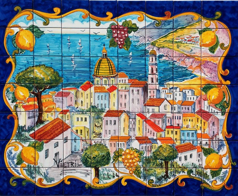 Vietri Sul Mare, Italia, Piastrelle in Mosaico Dipinte A Mano - Finitura Lucida