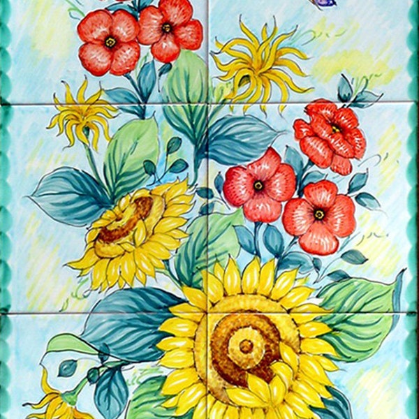 Flower Painting - Vertical Ceramic Tile Mural - Vertical Wall Art - Backsplash Tiles - Gardening Decor - Any Indoor and Outdoor Tiles