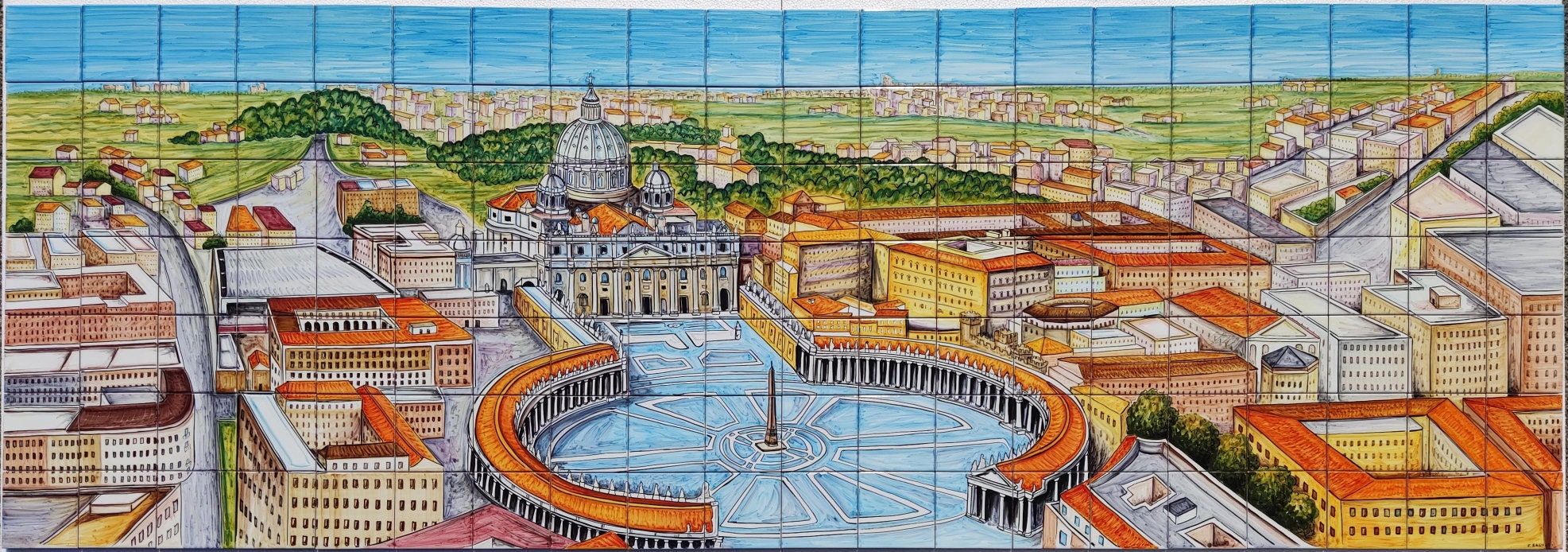 st. Peter's Basilica Tile Mural, Vatican City Art Decoration