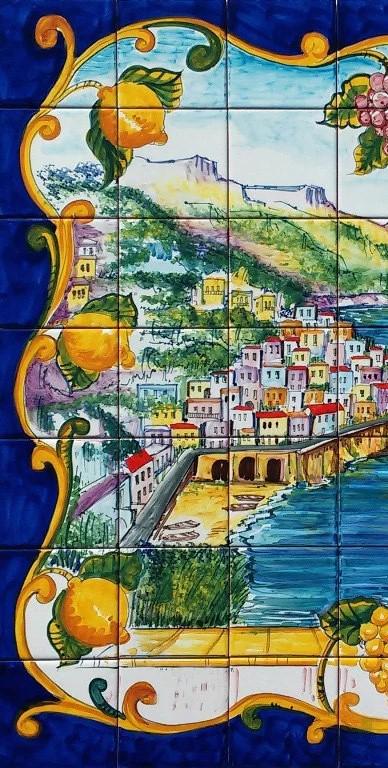 手描きのイタリア製タイルモザイク - アマルフィ海岸 - カラフル