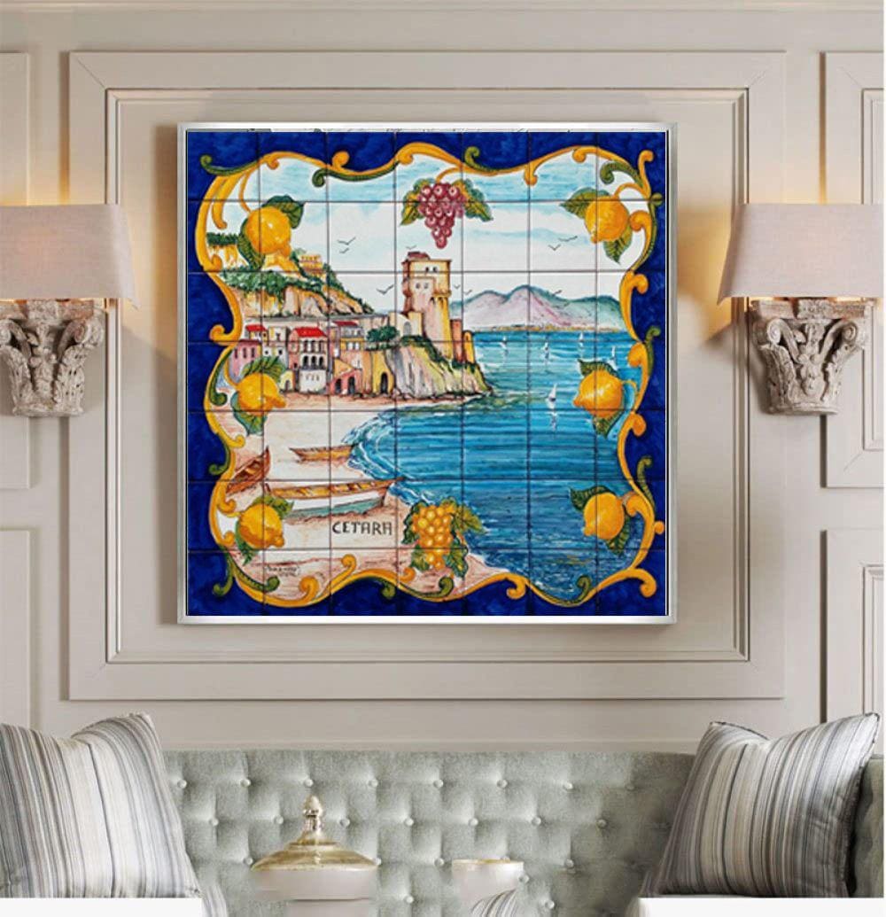 Hand Painted Ceramic Tile Mural – Cetara Italy Beach Scene
