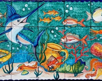 ピアストレレ ディ セラミカ ディピント ア マノの壁画 – Coral Reef Ocean Art