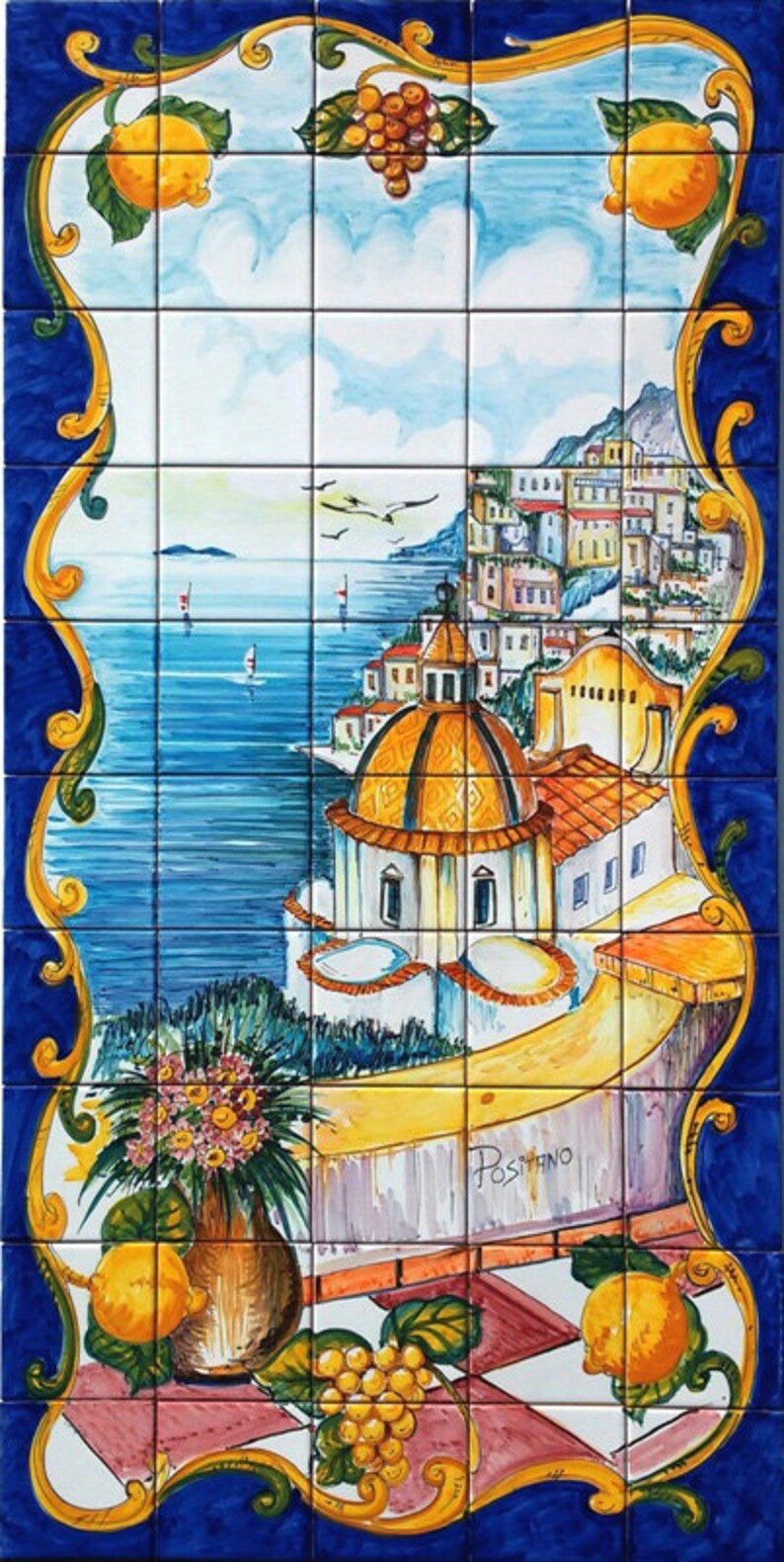 Hand Painted Italian Ceramic Tiles Positano Room Decor Image 0