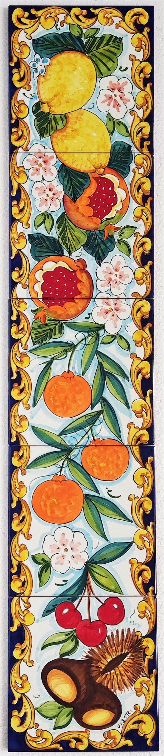 Piastrelle alzatina verticali decora a mano, pittura di frutta, alzatina da  cucina, piastrelle decorative, pittura originale