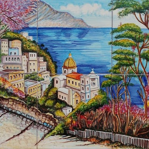 Amazing View of Colorful Vietri Sul Mare, Amalfi Coast, Italy, Colorful Ceramic Tiles, Original Colors of Vietri, Italian Style Decor