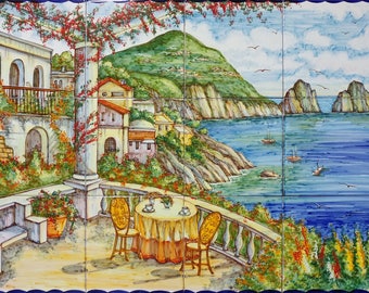 Handgemaltes Fliesenbild der Insel Capri