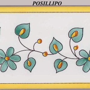 Hand-Painted Italian Ceramic Tile Borders, Floral Design, Set of 20 (8x4 inch)