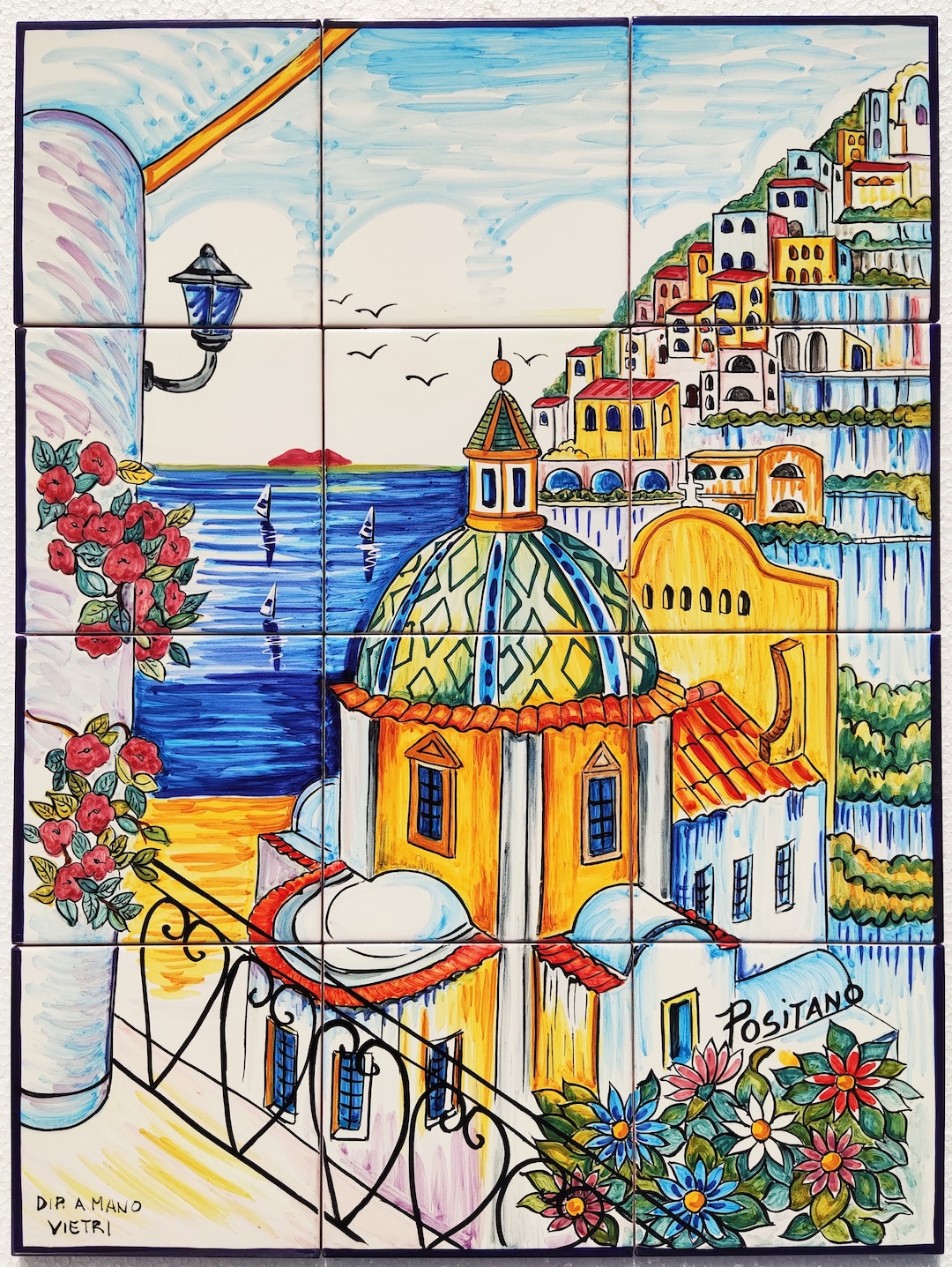 Hand Painted Tile Mural - Positano Church, Italian Majolica - Etsy