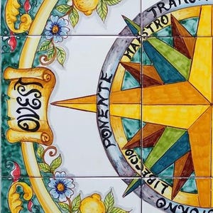 Hand-painted Tile Compass Rose Medallion, Nautical Decor - Etsy