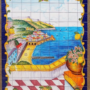 The Amalfi Coast Decor, Unique Tiles, Italian Home Decor Wall Art, Beach House Backsplash Decor, Colorful Wall Art, Tile Backsplash