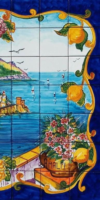 Hand Painted Italian Tile Mural – Amalfi Coast Coastal Wall Art - Etsy