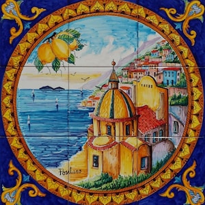 Home Decor Wall Tiles, Positano, Handpainted Glossy Finish Tiles, Decorative Tiles, Wall Decor, Backsplash Tiles, Unique Art